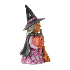 Jim Shore Heartwood Creek Witch Holding Pumpkin Mini Figurine, 3.9"