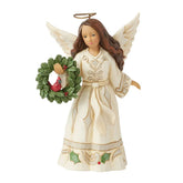 Jim Shore Woodland Angel With Wreath and Cardinal Figurine, 5.31"