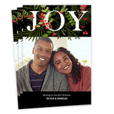 Joy Festive Wreath Flat Christmas Photo Card