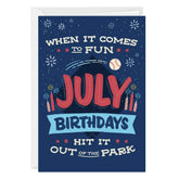 July Hits It Out of the Park Custom Birthday Card