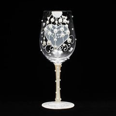 Lolita Two Hearts One Love Handpainted Wine Glass, 15 oz.