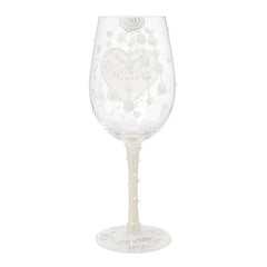 Lolita Two Hearts One Love Handpainted Wine Glass, 15 oz.