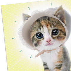 Cute Kitten in a Baby Bonnet Funny New Baby Card