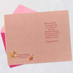 Faith, Hope and Love Religious Christening Card for Baby Girl