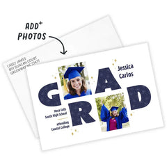 Bold Blue Letters Flat Graduation Announcement