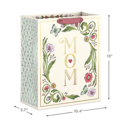 13" Mom Illustrated Floral Large Mother's Day Gift Bag