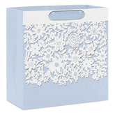 10.4" Floral Lace on Periwinkle Large Square Gift Bag