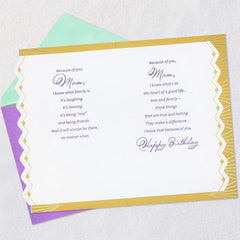 Because of You Birthday Card for Mom