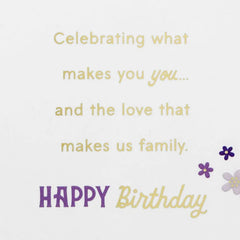 Celebrating the Love That Makes Us Family Birthday Card for Stepdaughter