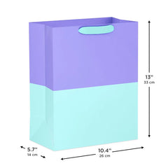 13" Lavender and Aqua Color Block Large Gift Bag
