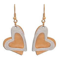 Rain Jewelry Layered Hearts Mixed Metal Drop Earrings