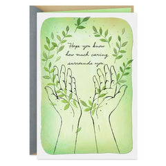 Caring Surrounds You Open Hands Sympathy Card