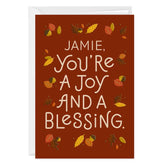 You're a Joy and Blessing Custom Thanksgiving Card