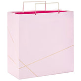 Light Pink With Gold Large Square Gift Bag, 10.4"