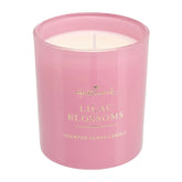 Lilac Blossoms Scented Pink Glass Candle, 8 oz.