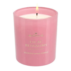 Lilac Blossoms Scented Pink Glass Candle, 8 oz.