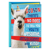You're Made in God's Image Llama Birthday Card for Godson
