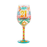Lolita Happy 21st Birthday Handpainted Wine Glass, 15 oz.