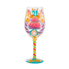 Lolita Happy 21st Birthday Handpainted Wine Glass, 15 oz.