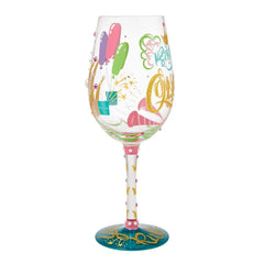 Lolita Birthday Queen Handpainted Wine Glass, 15 oz.