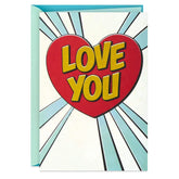 Love You Pop Art Heart Blank Card