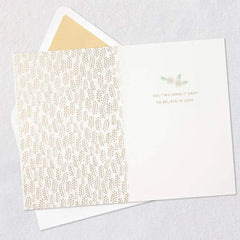 Lovebirds on Flowering Branches Wedding Card