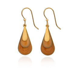 Silver Forest Lovely Layered Peach and Gold Metal Teardrop Earrings