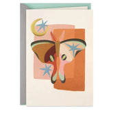 Luna Moth, Moon and Stars Blank Card