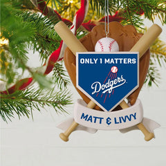 MLB Los Angeles Dodgers™ Baseball Personalized Ornament, Custom Text