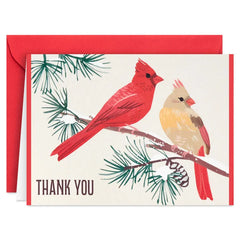 Cardinals in Snow Blank Thank-You Cards, Pack of 20