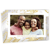 Marbled Flat Christmas and New Year Photo Card