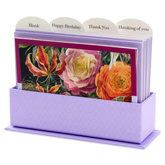 Marjolein Bastin Botanical Watercolors Assorted Blank Multi-Occasion Note Cards in Caddy, Pack of 24