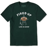 Life Is Good Men’s Fired Up Football Grill Black Short Sleeve T-Shirt