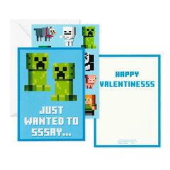 Mini Minecraft Kids Assorted Valentine's Day Cards With Stickers, Pack of 24