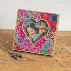 Natural Life Square Floral Picture Frame With Heart Cutout, 3x3