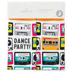 Dance Party Cassette Tapes Fun Crew Socks