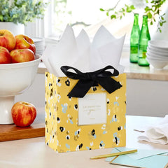 7.7" Animal Print on Butter Yellow Medium Gift Bag
