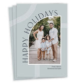 Modern Arch on Blue Flat Holiday Photo Card