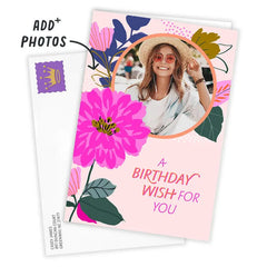 Floral Blessed Wishes Custom Birthday Card