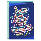 Winning at Married Life Anniversary Card for Couple