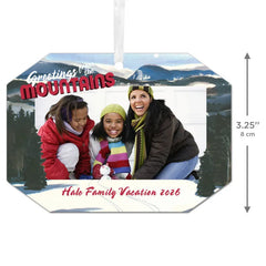 Mountain Vacation Metal Personalized Ornament, Custom Photo and Text