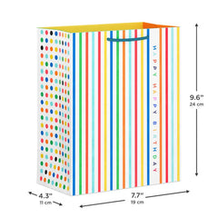 9.6" Happy Happy Stripes Medium Birthday Gift Bag
