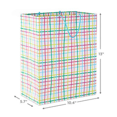 13" Multicolor Windowpane Large Gift Bag