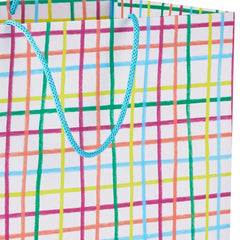 13" Multicolor Windowpane Large Gift Bag