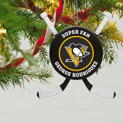 NHL Pittsburgh PenguinsĀ® Hockey Personalized Ornament, Custom Text