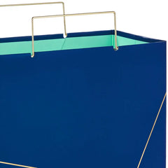 Navy With Gold Large Square Gift Bag, 10.4"