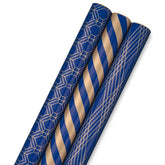 Navy and Gold 3-Pack Wrapping Paper, 105 sq. ft. total