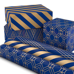 Navy and Gold 3-Pack Wrapping Paper, 105 sq. ft. total