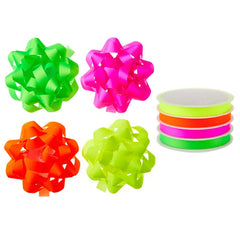 Neon Colors Bow and Ribbon 8-Pack Assortment Gift Trim Pack