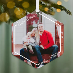 New Home Metal Personalized Ornament, Custom Photo and Text